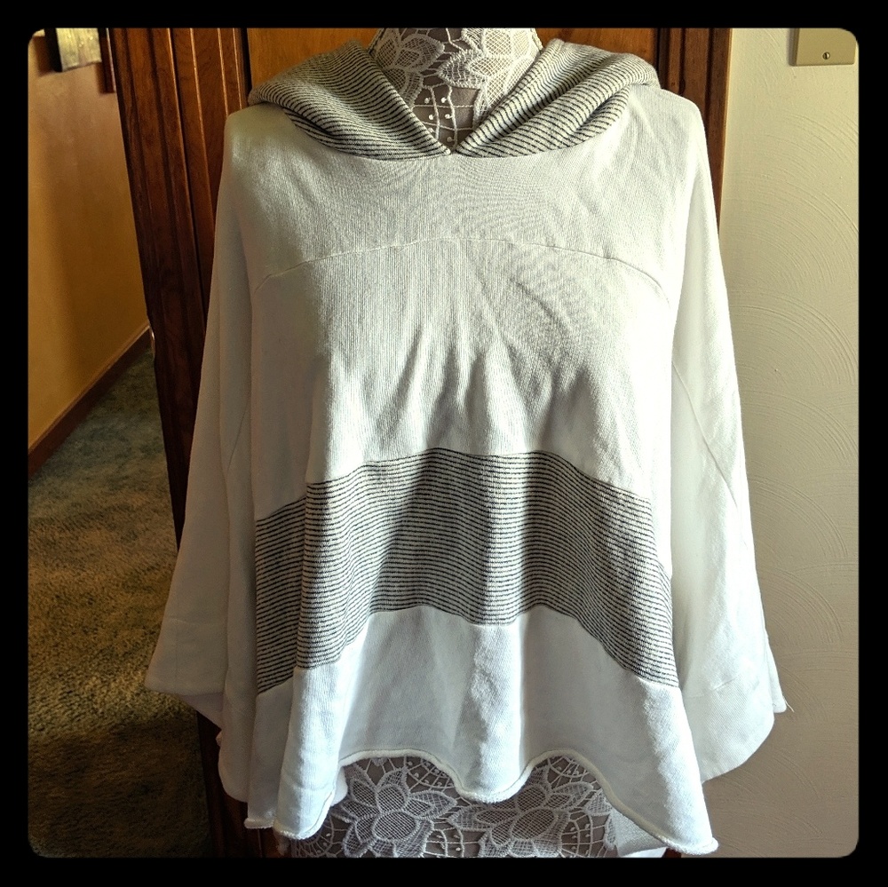 Free People Never Say Never Ivory Hooded Poncho